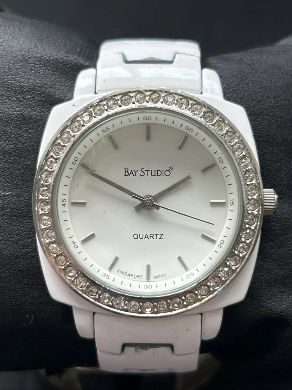 Bay Studio All White Rhinestone Bezel Women’s Quartz Watch
